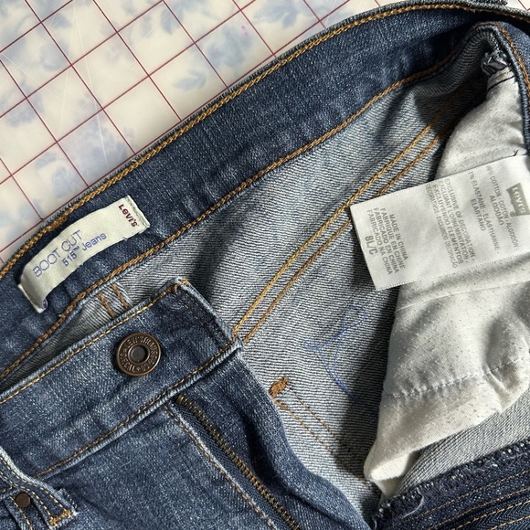 Denim jeans altered into a skirt with Asymmetrical Pink ruffled skirt. - Picture 6 of 8